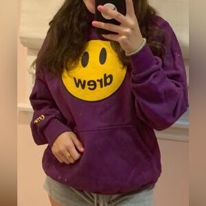DREW Purple Hoodie with Yellow Smiley